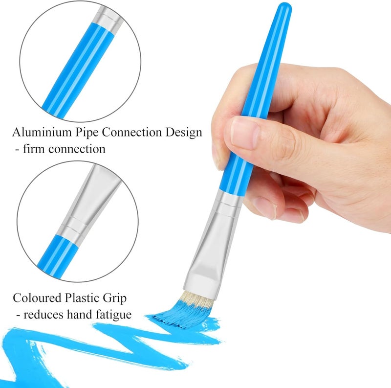REGUICORP 20 Pcs Kids Paint Brushes - Round & Flat, Easy Hold & Clean, Bristle Craft for Acrylic, Oil & Watercolor Paint - Image 3